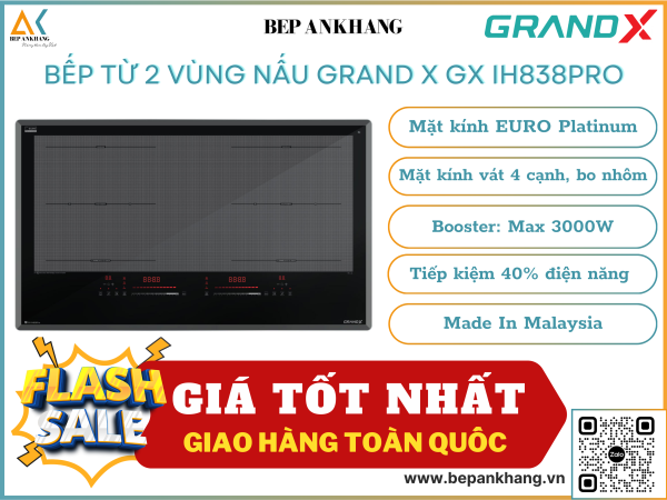 Bếp từ 2 vùng nấu Grand X GX IH838Pro - Made In Malaysia